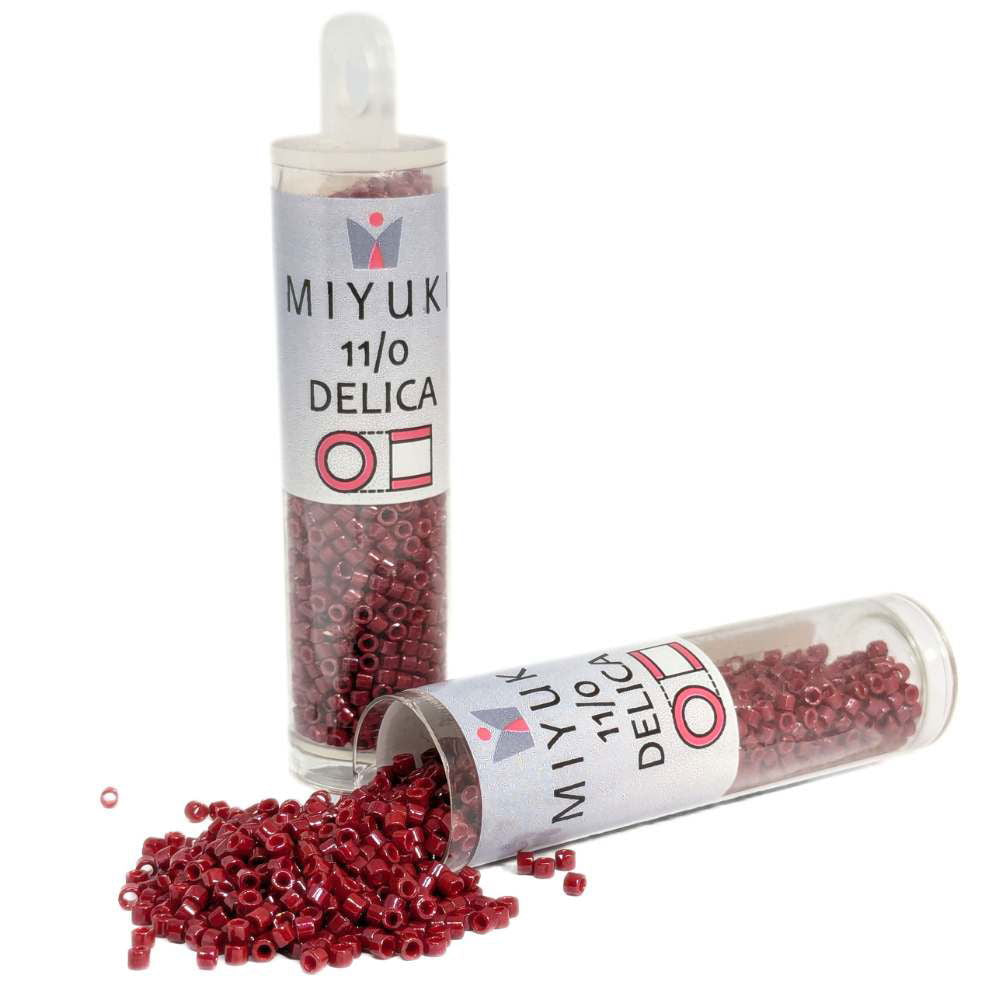 DB0654 Tubo Miyuki Delica 11/0 Dyed Opaque Cranbery 7,2gr - Miyukilandia