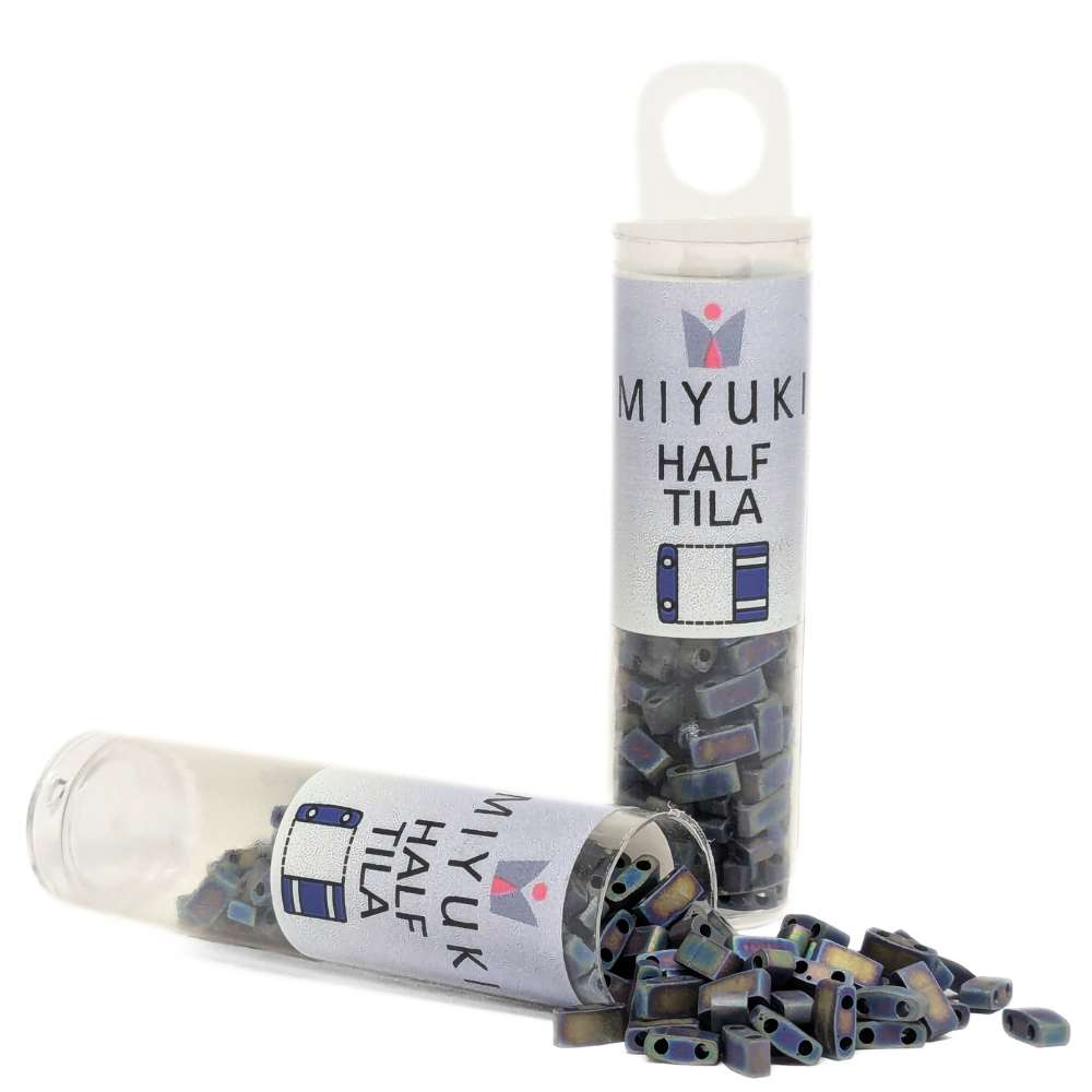 TLH-401FR Tubo de Miyuki Half-Tila - Matte Black AB -