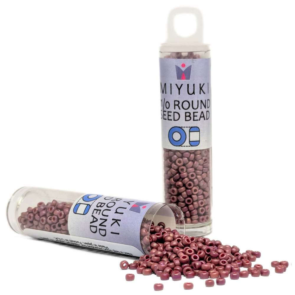 Tubo Rocallas Miyuki 11/0 "Frosted Opaque Glaze Rainbow Dark Red" Color 4696 - Miyukilandia