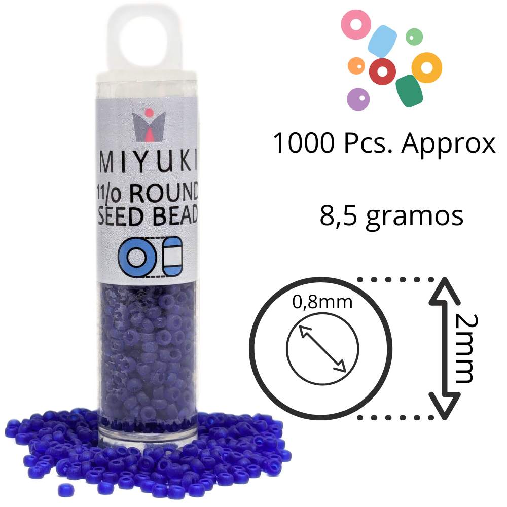 Tubo Rocallas Miyuki 11/0 "Matte Transparent Cobalt" Color 151F - Miyukilandia