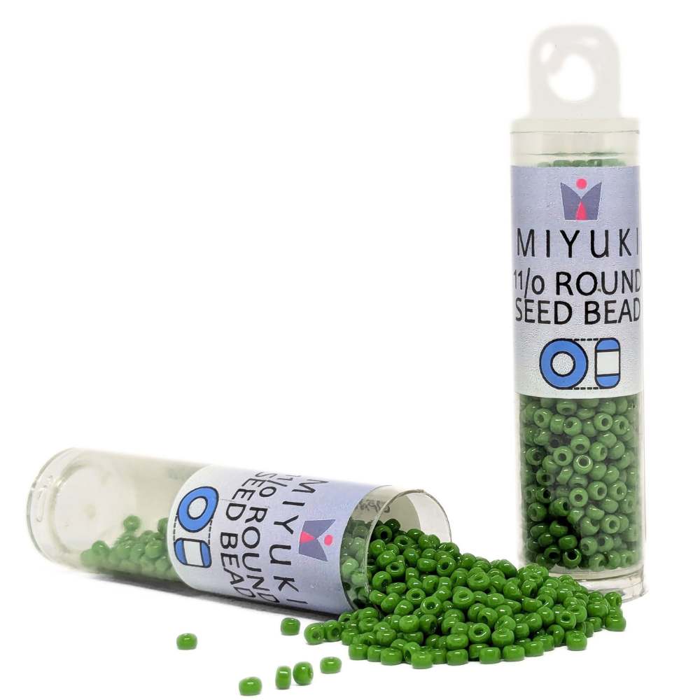 Tubo Rocallas Miyuki 11/0 Opaque Jade Green 411 - Miyukilandia