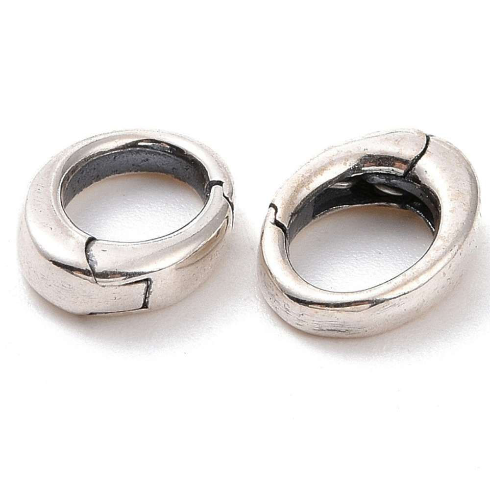Cierre Anilla Muelle Oval Plata 925 - Plata Antigua 9x6mm