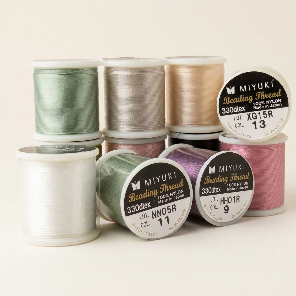 Imagen de categoría de hilos Miyuki con estilo de estudio y fondo marfil beige
