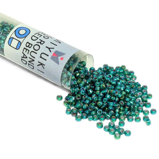 Miyuki Seed Beads Tube 11/0 "Silver Lined Emerald AB" Color 1017