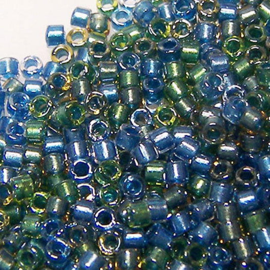 11/0 MIYUKI delica DB0985 - Lined Green Blue Mix - 1gr.  - Miyukilandia