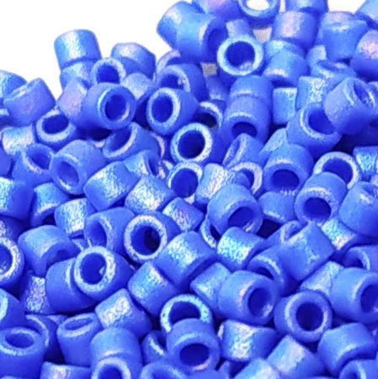 11/0 MIYUKI delica DB1597 - Matte Opaque Cyan Blue AB - 1gr.  - Miyukilandia