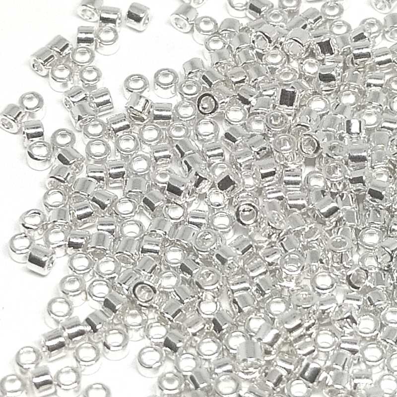 11/0 MIYUKI delica DB0551 Bright Sterling Silver Plated  1 gr.  - Miyukilandia
