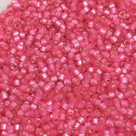 11/0 MIYUKI delica DB2175 Duracoat Silver Lined Dyed Hibiscus  - Miyukilandia