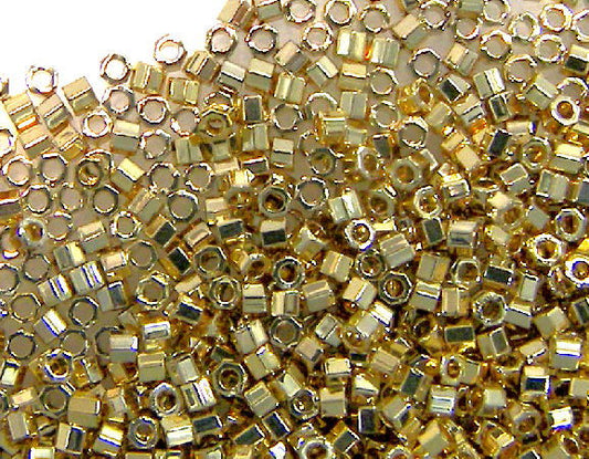 11/0 MIYUKI delica Hex  - Light 24kt Gold Plated - DBC034 - 1gr.  - Miyukilandia