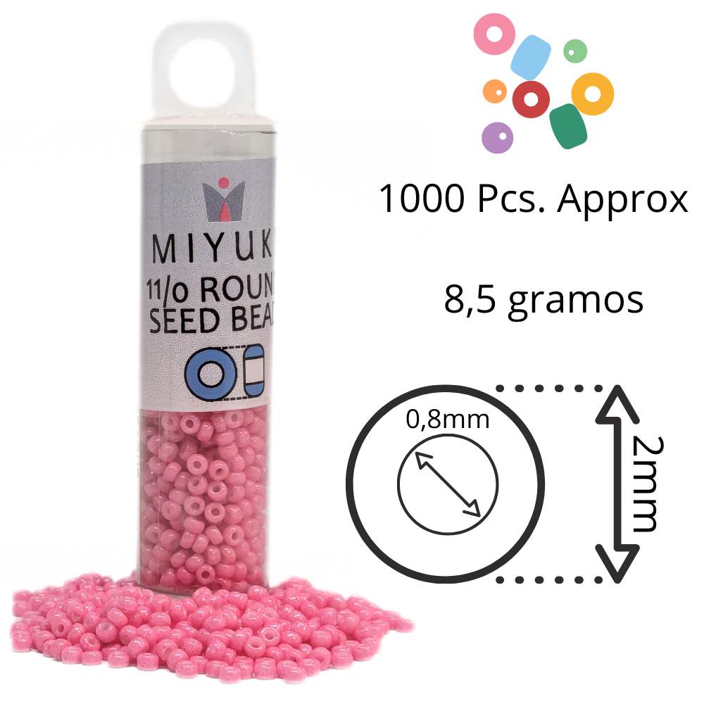 Miyuki Seed Beads Tube 11/0 "Dyed Opaque Pink" Color 1385