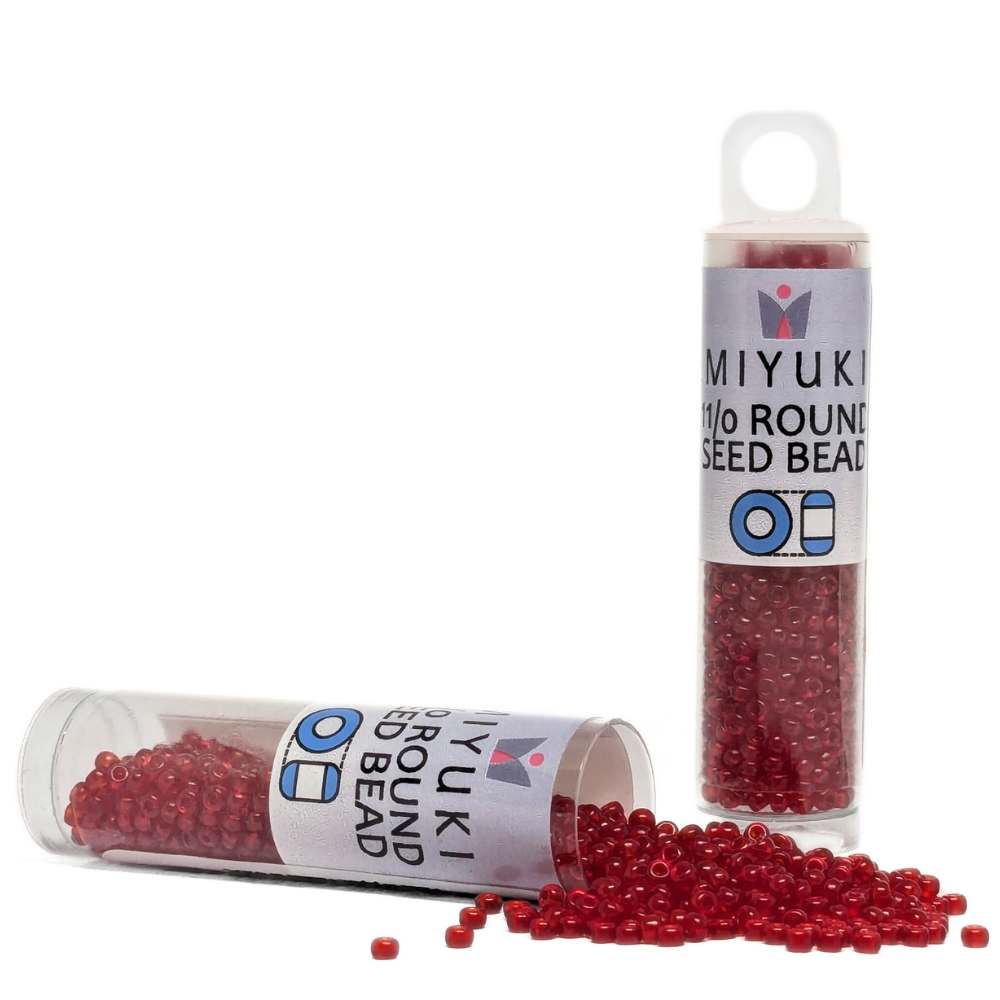 Miyuki Seed Tube 11/0 "Transparent Ruby" Color 141