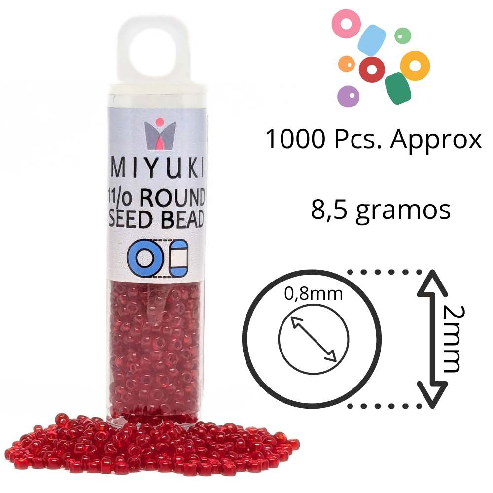 Miyuki Seed Beads Tube 11/0 "Semi Matte transparent Red AB" Color 141SF