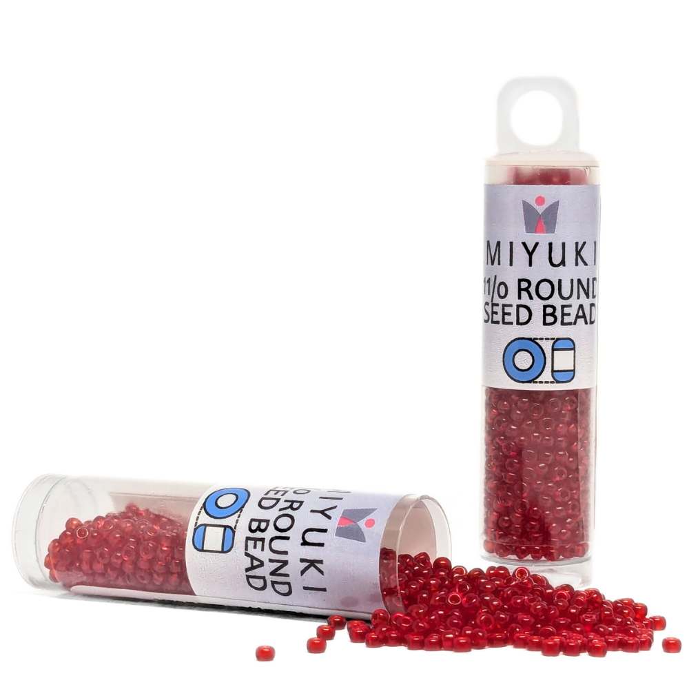 Miyuki Seed Beads Tube 11/0 "Matte transparent Red AB" Color 141FR