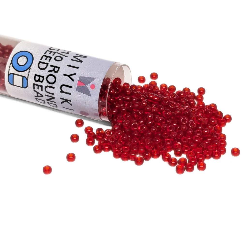 Miyuki Seed Beads Tube 11/0 "Semi Matte transparent Red AB" Color 141SF