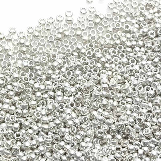 15/0 MIYUKI - rocalla - Bright Sterling Plated Frosted - 1gr.  - Miyukilandia