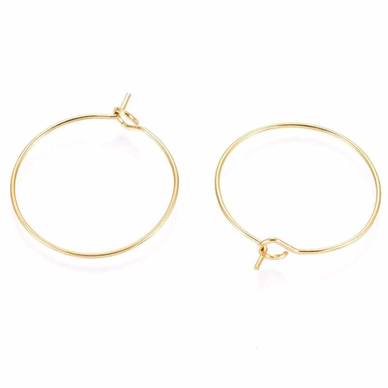 2x Pendientes Aro 30mm 0,7mm Acero Inoxidable 316L Dorados Loopy -  - Crystaldreams Abalorios