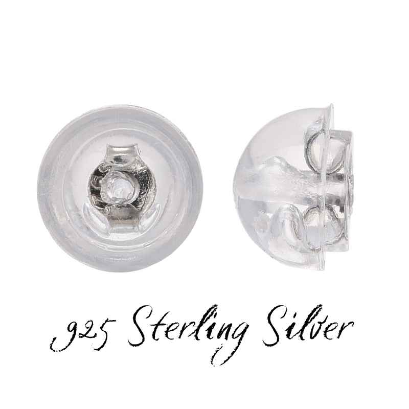 2x Trasera de plata de ley 925 y silicona para pines de 0,8mm -  - Crystaldreams Abalorios