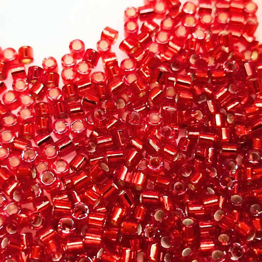 8/0 MIYUKI delica  - Red Orange Silver Lined - 1gr.  - Miyukilandia