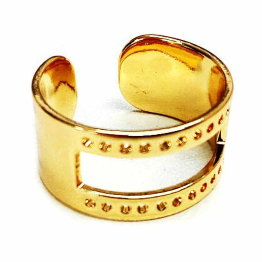 Anillo Ajustable Inoxidable 20x10mm - Ventana 20x4mm-Golden  - Miyukilandia