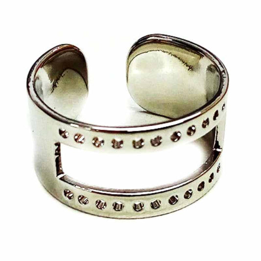 Anillo Ajustable Inoxidable 20x10mm - Ventana 20x4mm - Platinum  - Miyukilandia