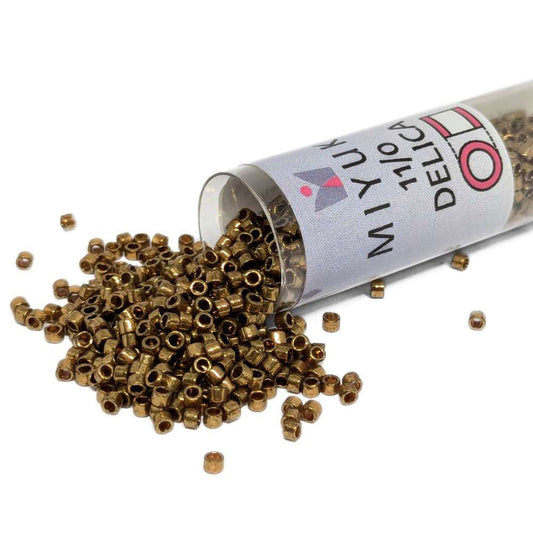 DB0022L Tubo Miyuki Delica 11/0 Metallic Light Bronze iris 7,2gr  - Miyukilandia