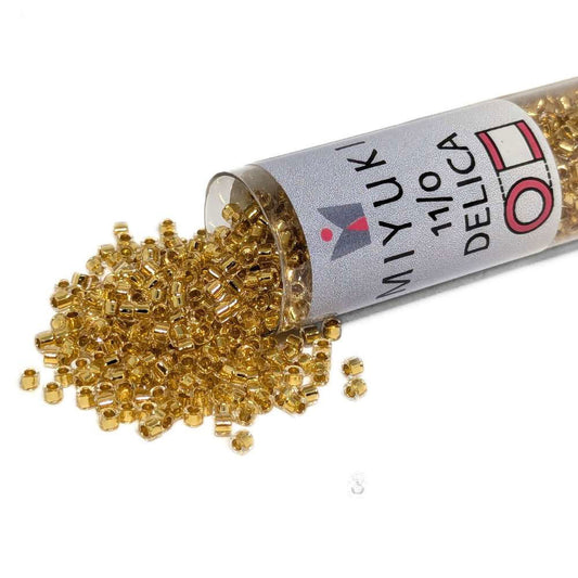 DB0033 Tubo Miyuki Delica 11/0 Lined Gold 24 kt 7,2gr  - Miyukilandia