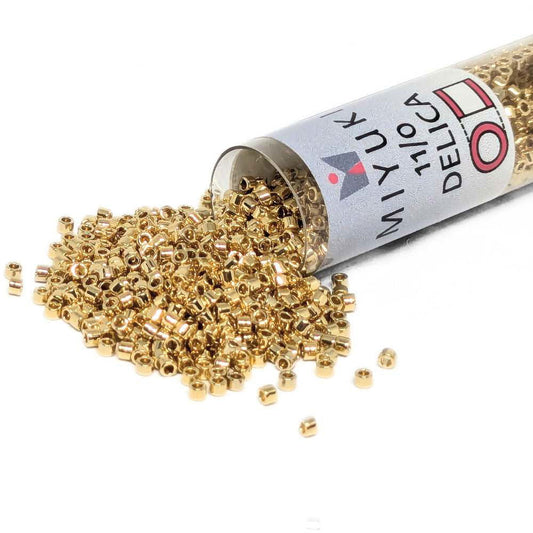 DB0034 Tubo Miyuki Delica 11/0 Light Gold Plated 24 kt 7,2gr  - Miyukilandia