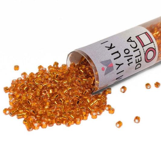 DB0045 Tubo Miyuki Delica 11/0 Silver Lined Orange 7,2gr  - Miyukilandia