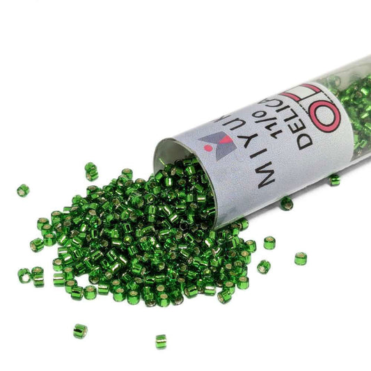 DB0046 Tubo Miyuki Delica 11/0 Silver Lined Light Green 7,2gr  - Miyukilandia