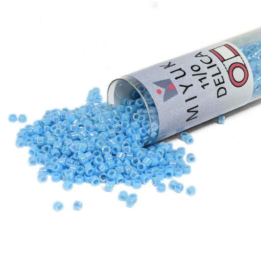 DB0164 Tubo Miyuki Delica 11/0 Opaque Turquoise AB 7,2gr  - Miyukilandia