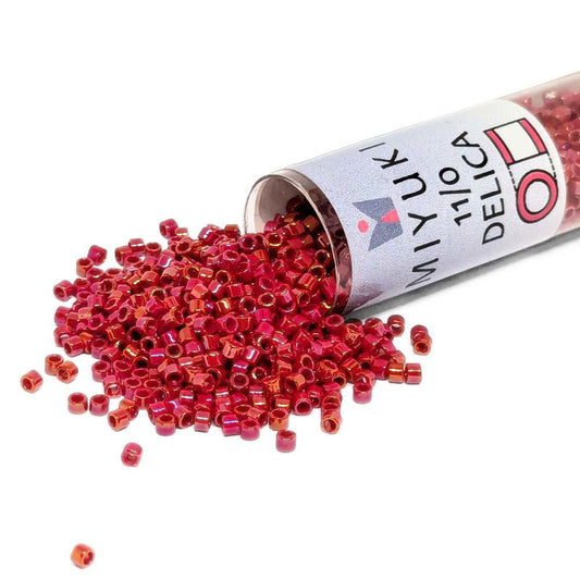 DB0214 Tubo Miyuki Delica 11/0 Opaque Red Luster 7,2gr  - Miyukilandia