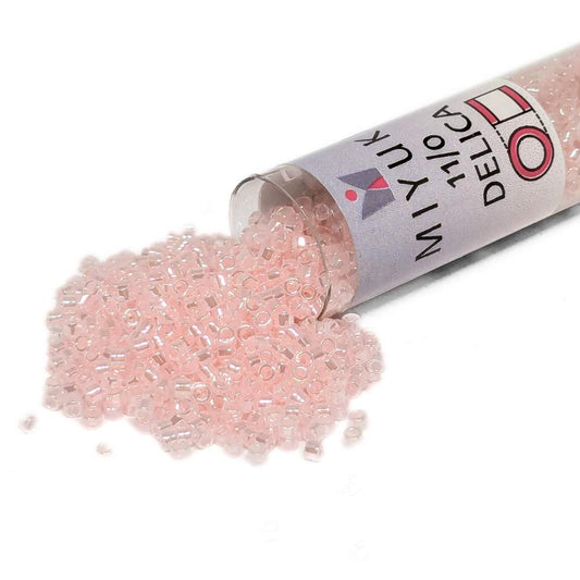 DB0234 Tubo Miyuki Delica 11/0 Lined Crystal Pale Salmon 7,2gr.  - Miyukilandia