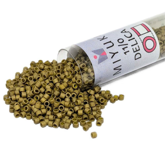 DB0371 Tubo Miyuki Delica 11/0 Matte Metallic Olive Gold 7,2gr  - Miyukilandia