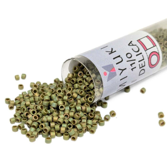 DB0372 Tubo Miyuki Delica 11/0 Matte Metallic Light Yellow Green 7,2gr  - Miyukilandia