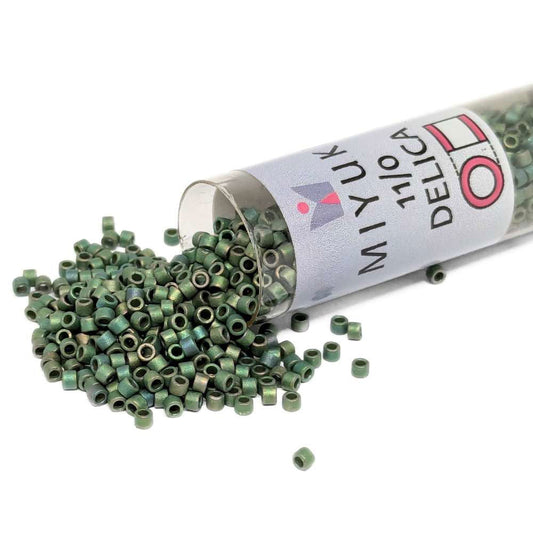 DB0373 Tubo Miyuki Delica 11/0 Matte Metallic Leaf Green 7,2gr  - Miyukilandia