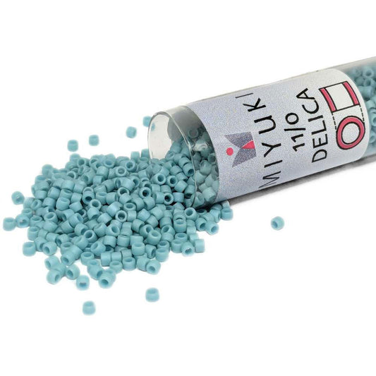 DB0375 Tubo Miyuki Delica 11/0 Matte Metllic Light Aqua 7,2gr  - Miyukilandia