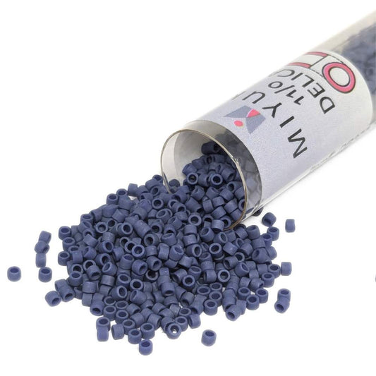 DB0377 Tubo Miyuki Delica 11/0 Matte Metallic Dark Grey Blue 7,2gr  - Miyukilandia