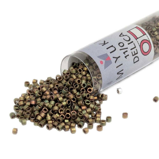 DB0380 Tubo Miyuki Delica 11/0 Matte Metallic Green/Pink 7,2gr  - Miyukilandia