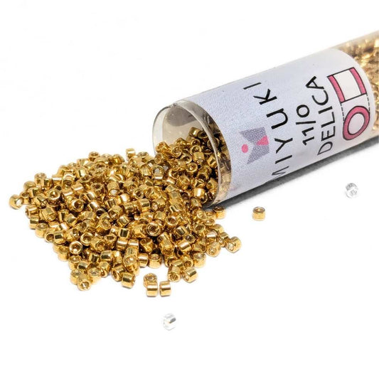 DB0410 Tubo Miyuki Delica 11/0 Galvanized Yellow Gold Dyed 7,2gr. -  