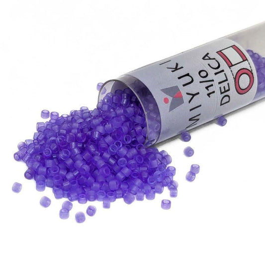 DB0783 Tubo Miyuki Delica 11/0 Dyed Matte Transparent Purple 7,2gr  - Miyukilandia