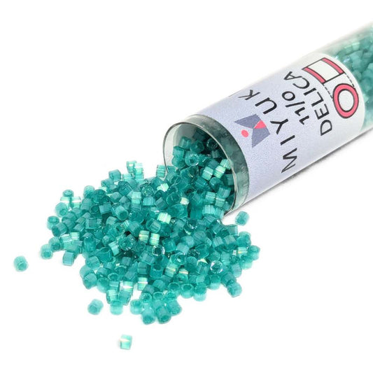 DB1813 Tubo Miyuki Delica 11/0 Dyed Aqua Green Silk Satin 7,2gr (copia)  - Miyukilandia