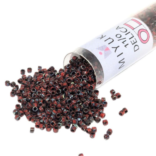 DB2263 Tubo Miyuki Delica 11/0 Picasso Opaque Red Garnet Matte 7,2gr.  - Miyukilandia