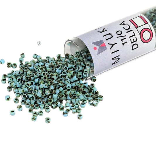 DB2264 Tubo Miyuki Delica 11/0 Picasso Seafoam Green Matte 7,2gr  - Miyukilandia