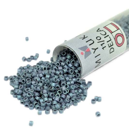 DB2316 Tubo Miyuki Delica 11/0 Frosted Opaque Green Rainbow Teal 7,2gr  - Miyukilandia