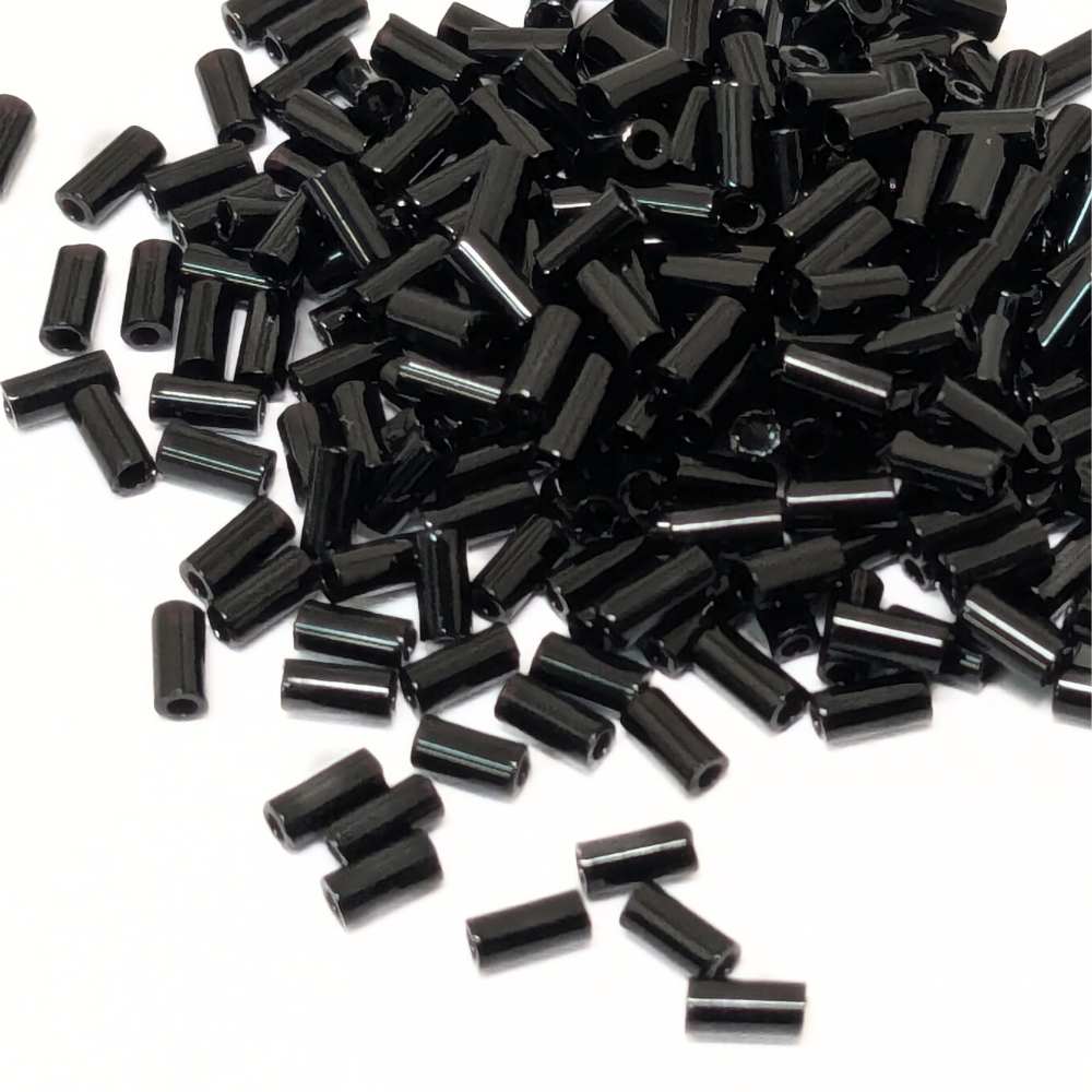 Jet black bugle beads