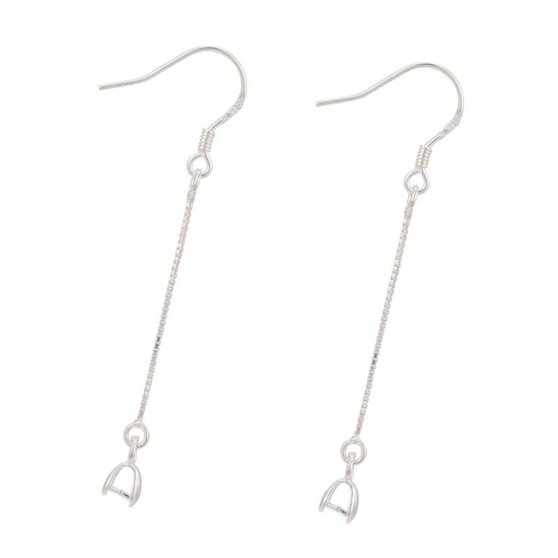 Pendientes largos en plata Ley 925 53mm Gancho y Pinchabola -  - Crystaldreams Abalorios