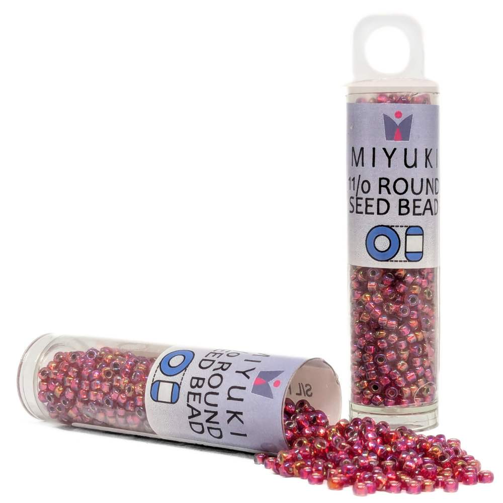 Miyuki Seed Tube 11/0 "Silver Lined Flame Red AB" Color 1010