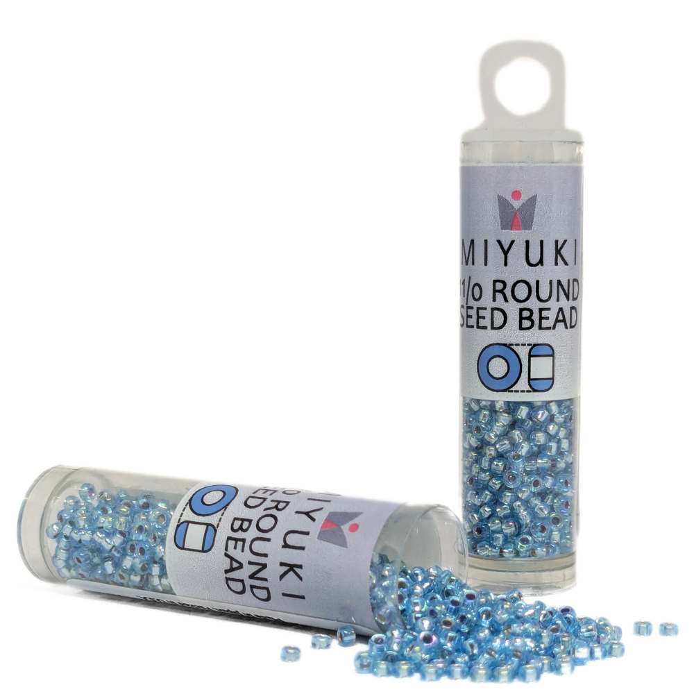 Miyuki Seed Beads Tube 11/0 "Silver Lined Aqua" Color 1018