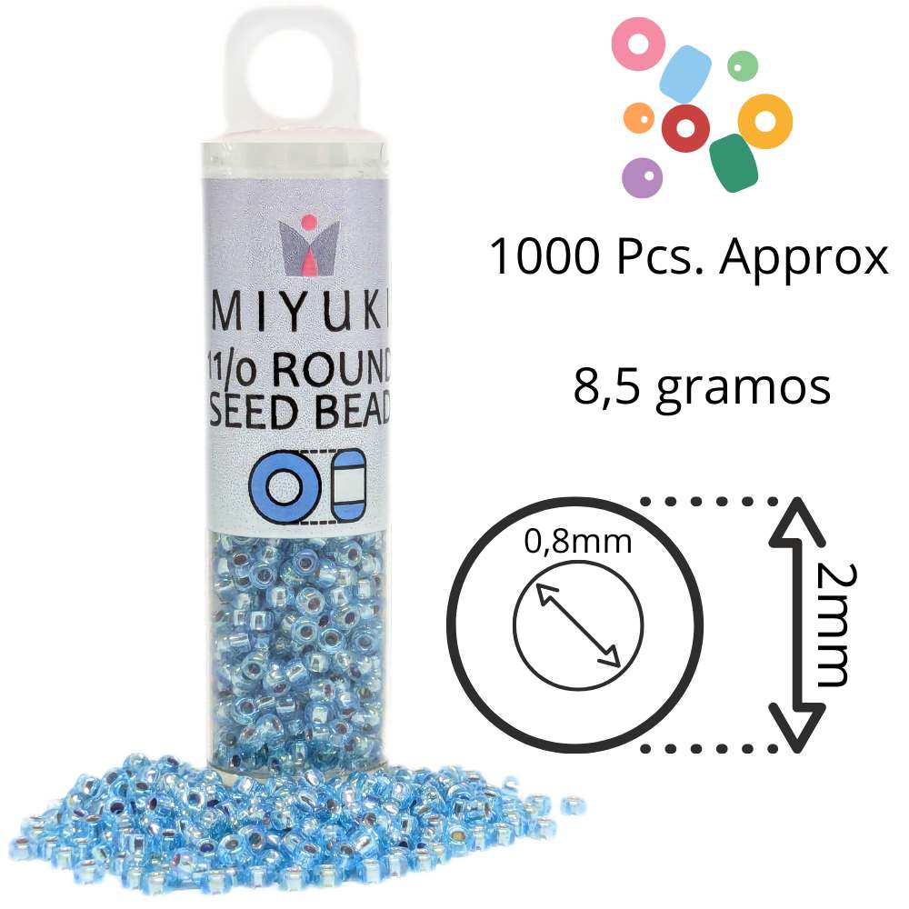 Miyuki Seed Beads Tube 11/0 "Silver Lined Aqua" Color 1018