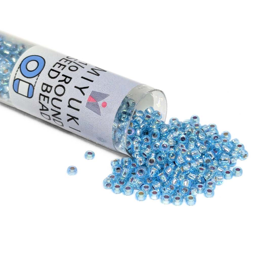 Miyuki Seed Beads Tube 11/0 "Silver Lined Aqua" Color 1018